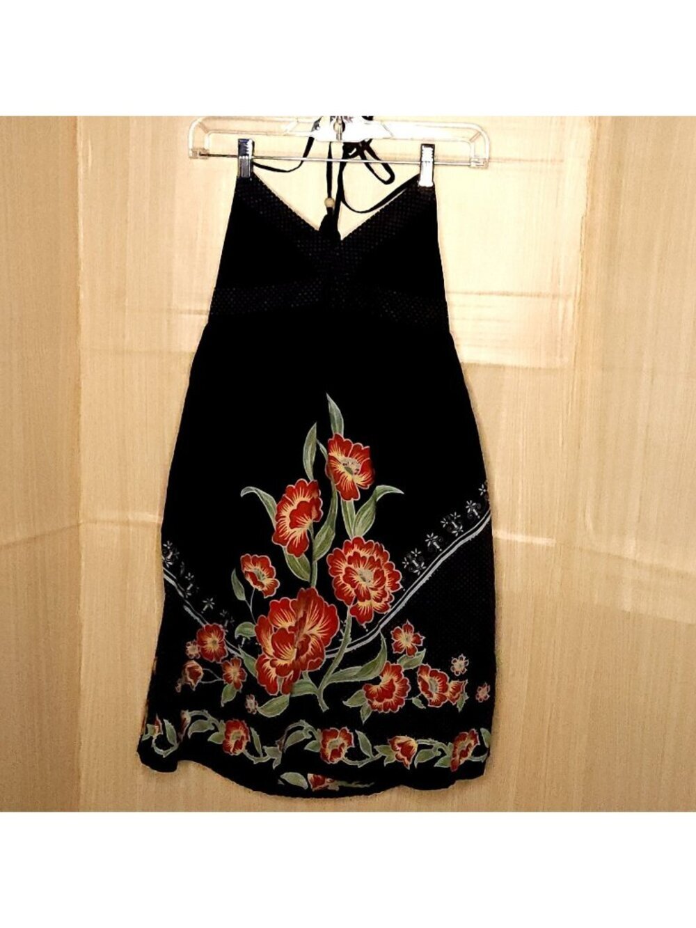 Twentyone Womens Black Lightweight Halter Polka-dot Floral Sundress Small